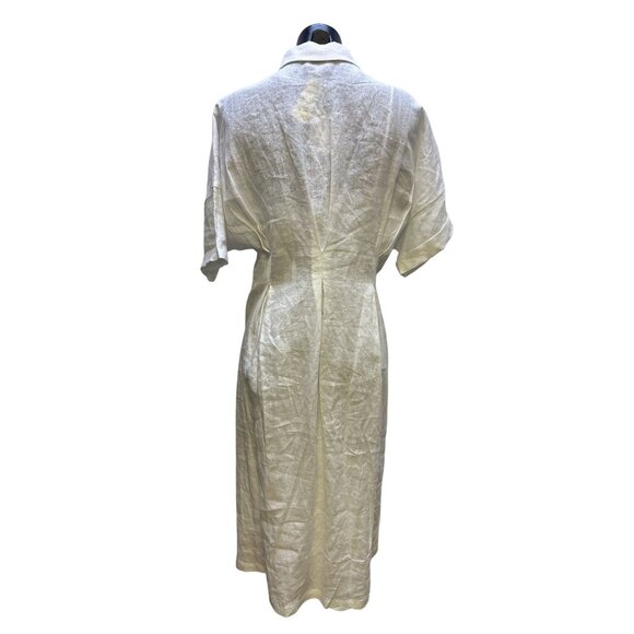 NWT Lucy Paris Linen White Button-Up Midi Dress - Picture 2 of 12